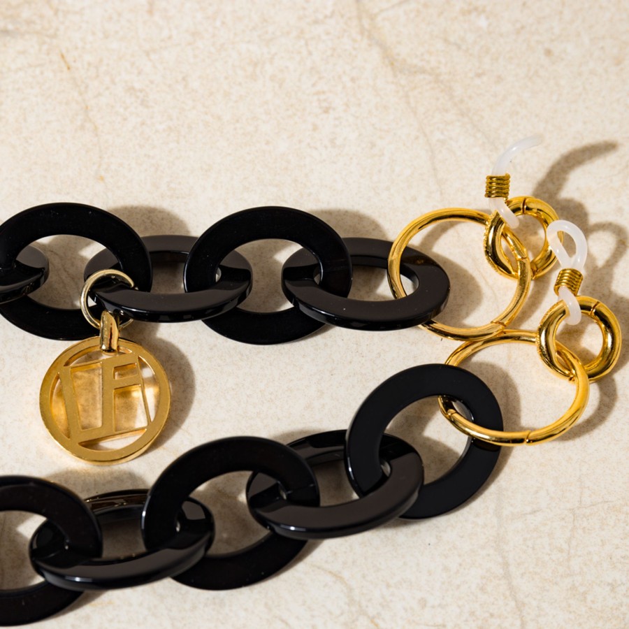 Accessories Linda Farrow | Black Oval Link Acetate Chain