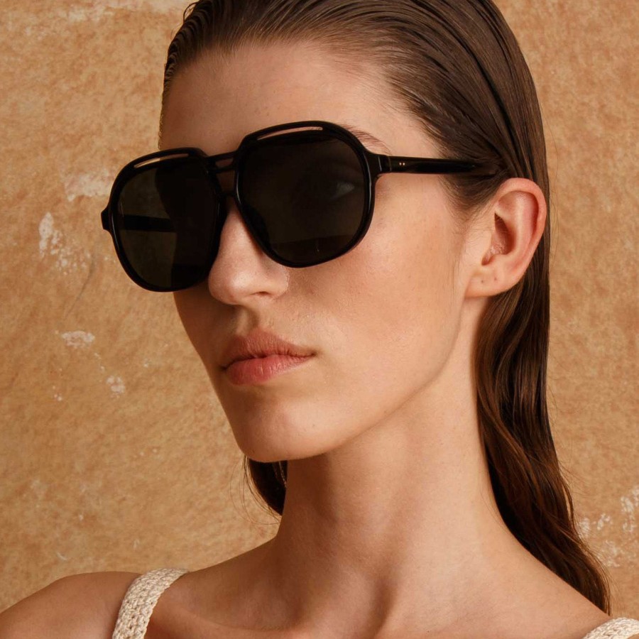 Sunglasses Linda Farrow | Raphael Aviator Sunglasses In Black