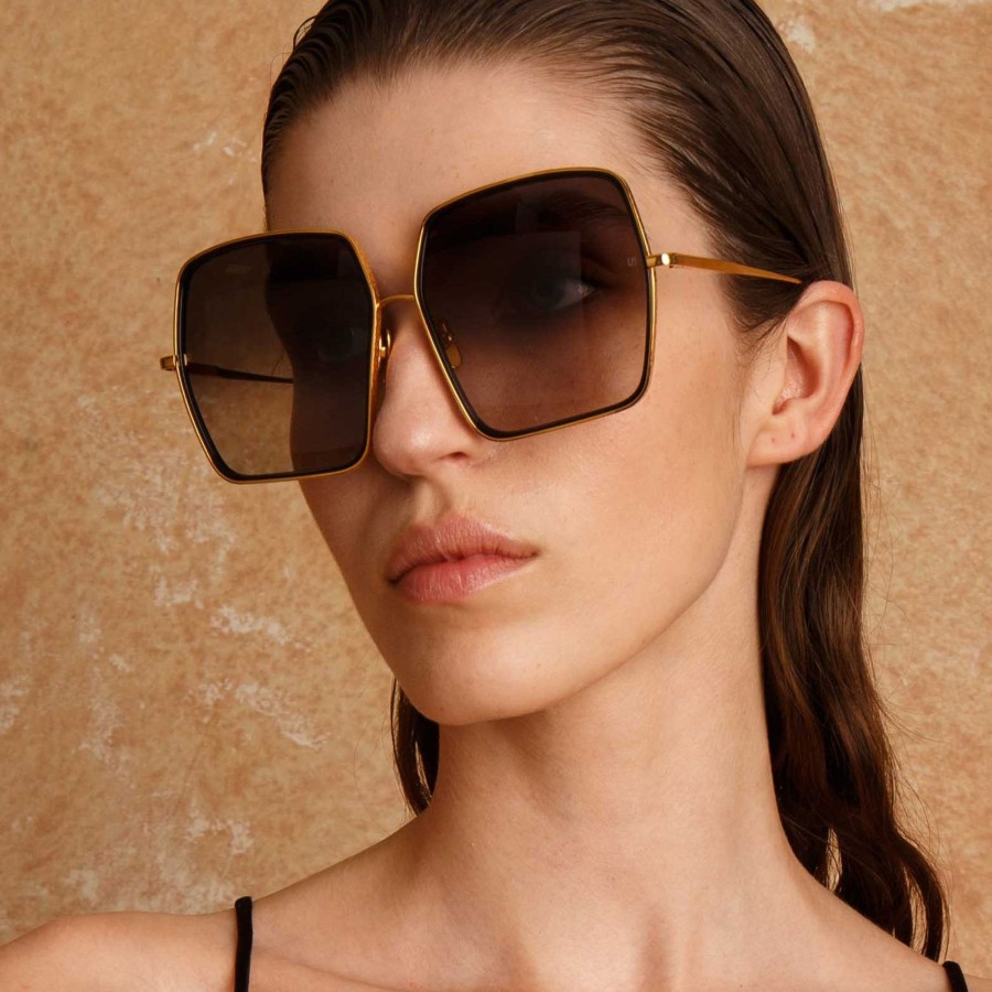 Sunglasses Linda Farrow | Camaro Oversized Sunglasses In Yellow Gold