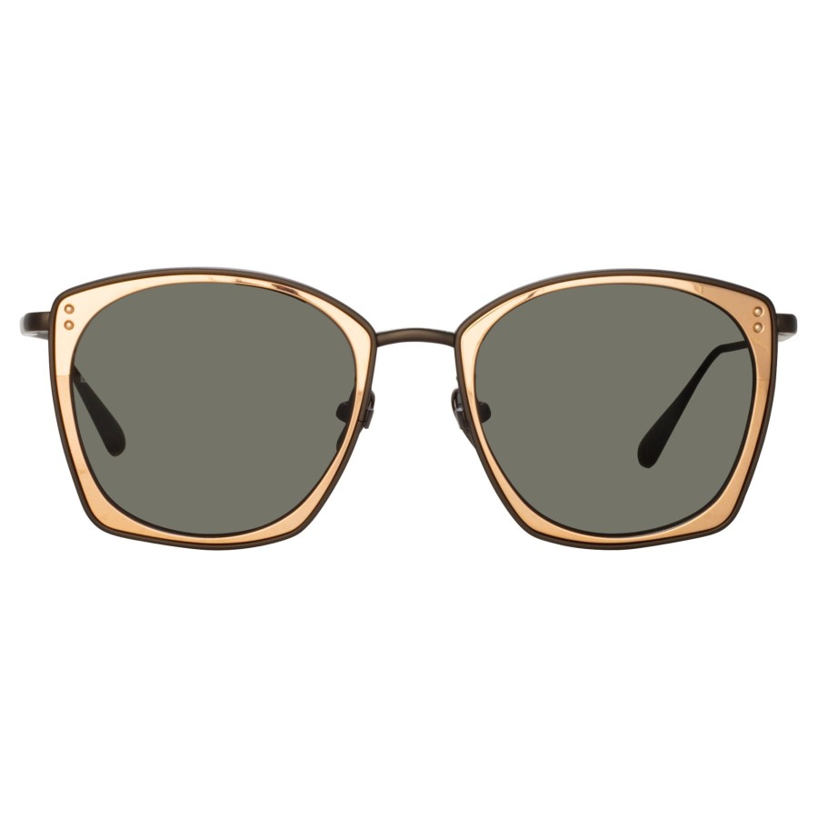 Sunglasses Linda Farrow | Men'S Milo Square Sunglasses In Nickel And Rose Gold