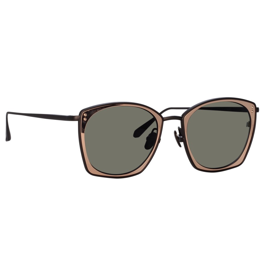 Sunglasses Linda Farrow | Men'S Milo Square Sunglasses In Nickel And Rose Gold