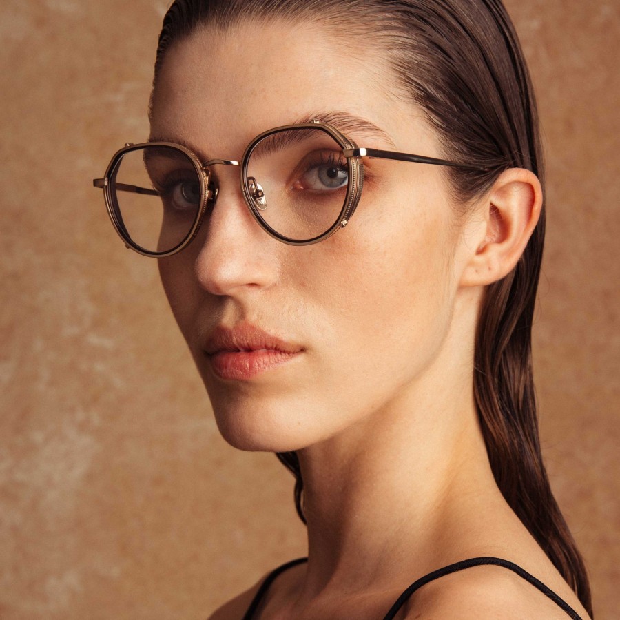 Opticals Linda Farrow | Falcon Angular Optical Frame In Light Gold