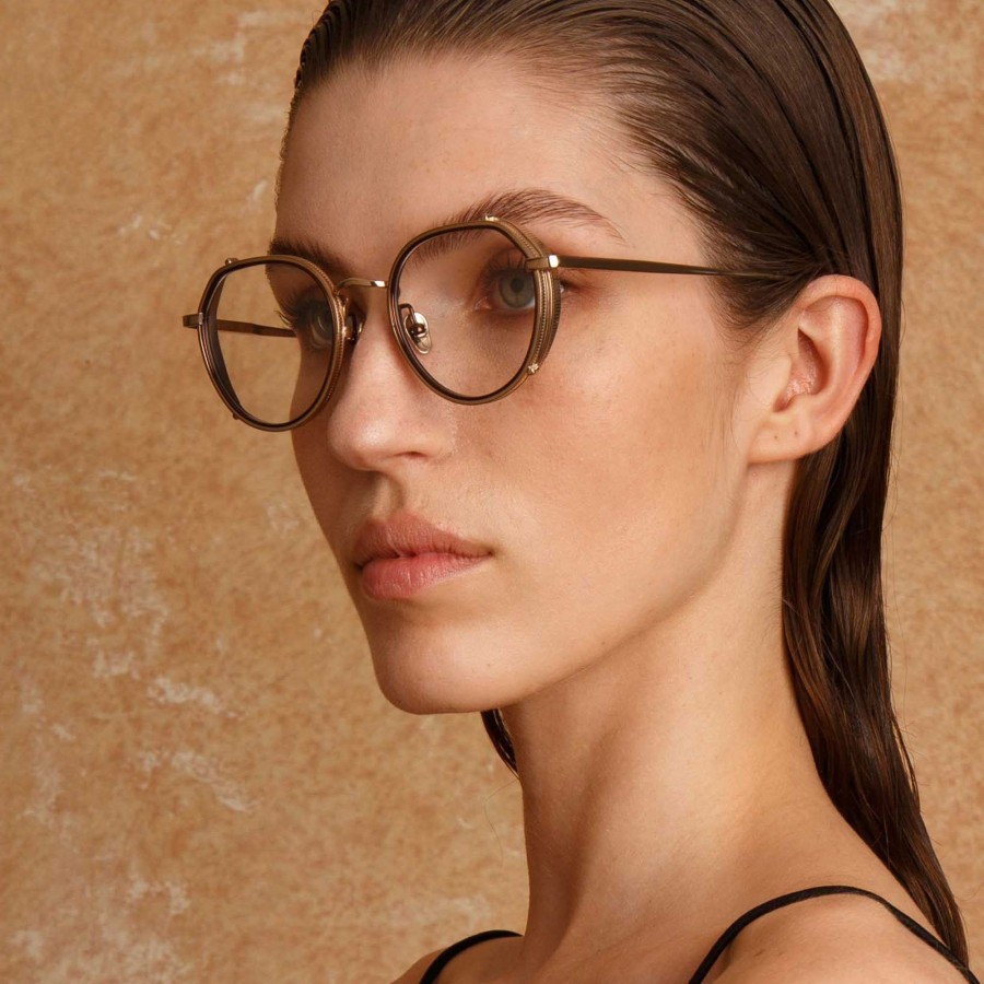 Opticals Linda Farrow | Falcon Angular Optical Frame In Light Gold