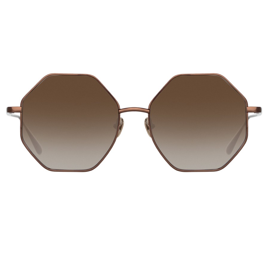 Sunglasses Linda Farrow | Lianas Hexagon Sunglasses In Metallic Brown