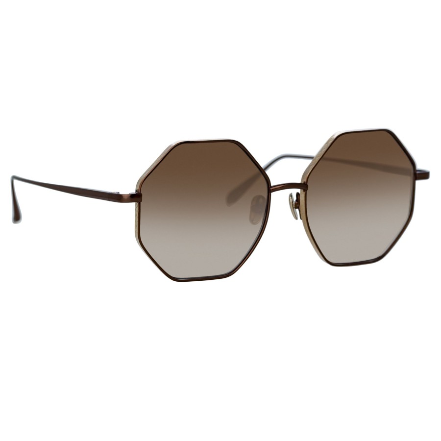 Sunglasses Linda Farrow | Lianas Hexagon Sunglasses In Metallic Brown