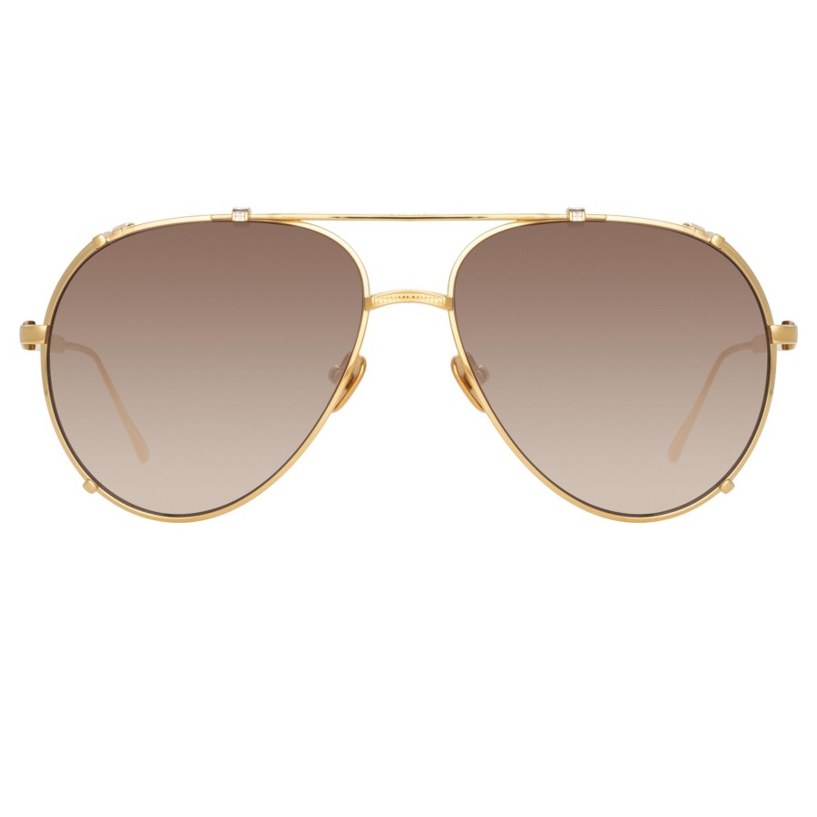 Sunglasses Linda Farrow | Newman Aviator Sunglasses In Yellow Gold