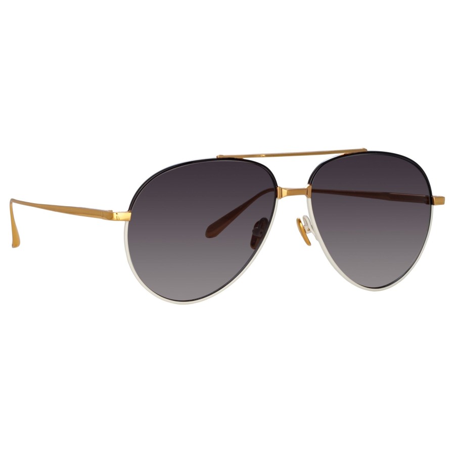 Sunglasses Linda Farrow | Men'S Marcelo Aviator Sunglasses In Black And Cream