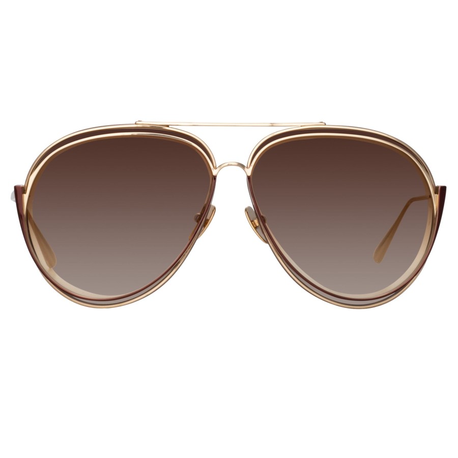 Sunglasses Linda Farrow | Men'S Francisco Aviator Sunglasses In Light Gold