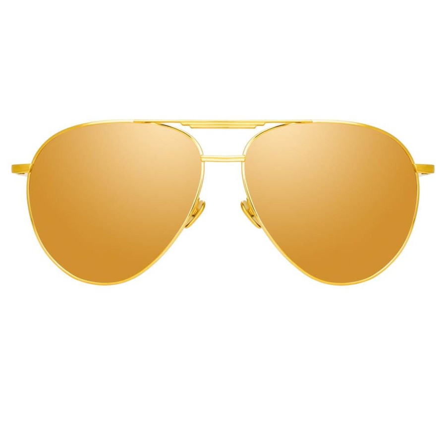 Sunglasses Linda Farrow | Carter Aviator Sunglasses In Yellow Gold