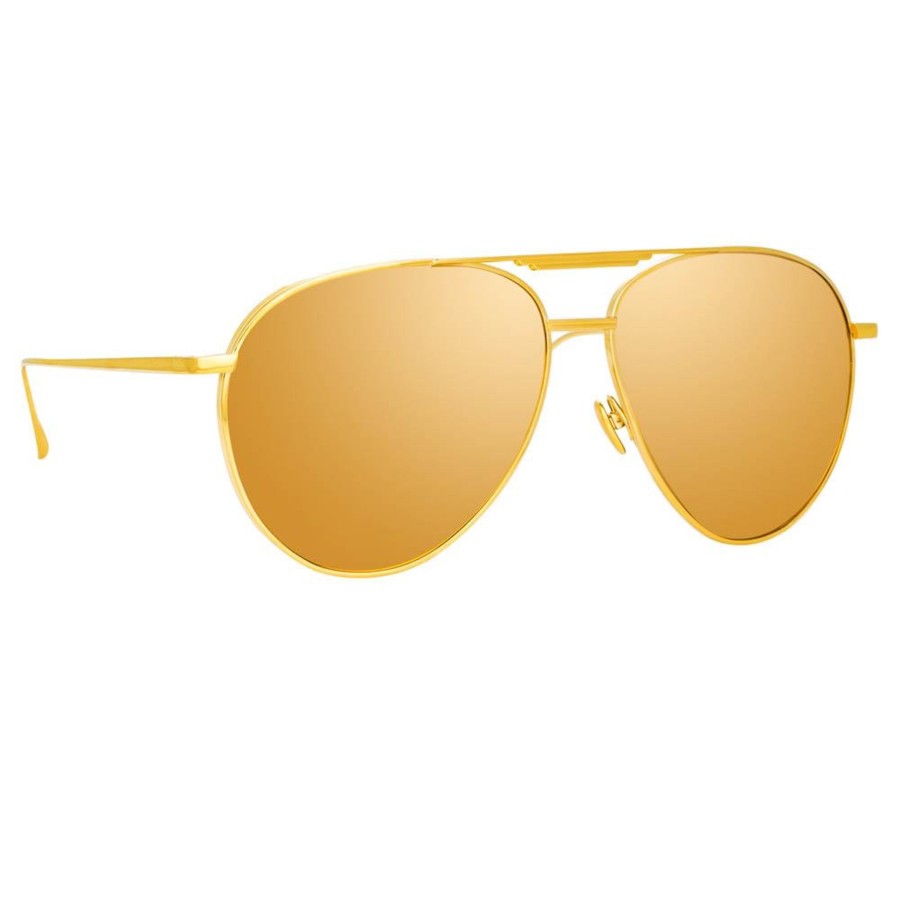 Sunglasses Linda Farrow | Carter Aviator Sunglasses In Yellow Gold