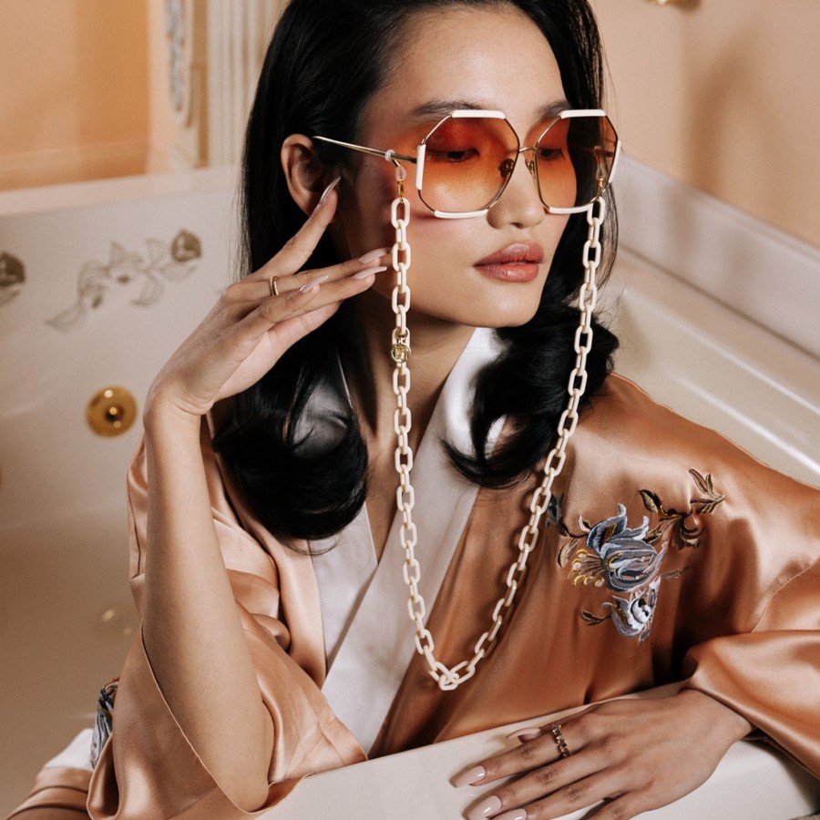 Accessories Linda Farrow | Cream Square Link Acetate Chain