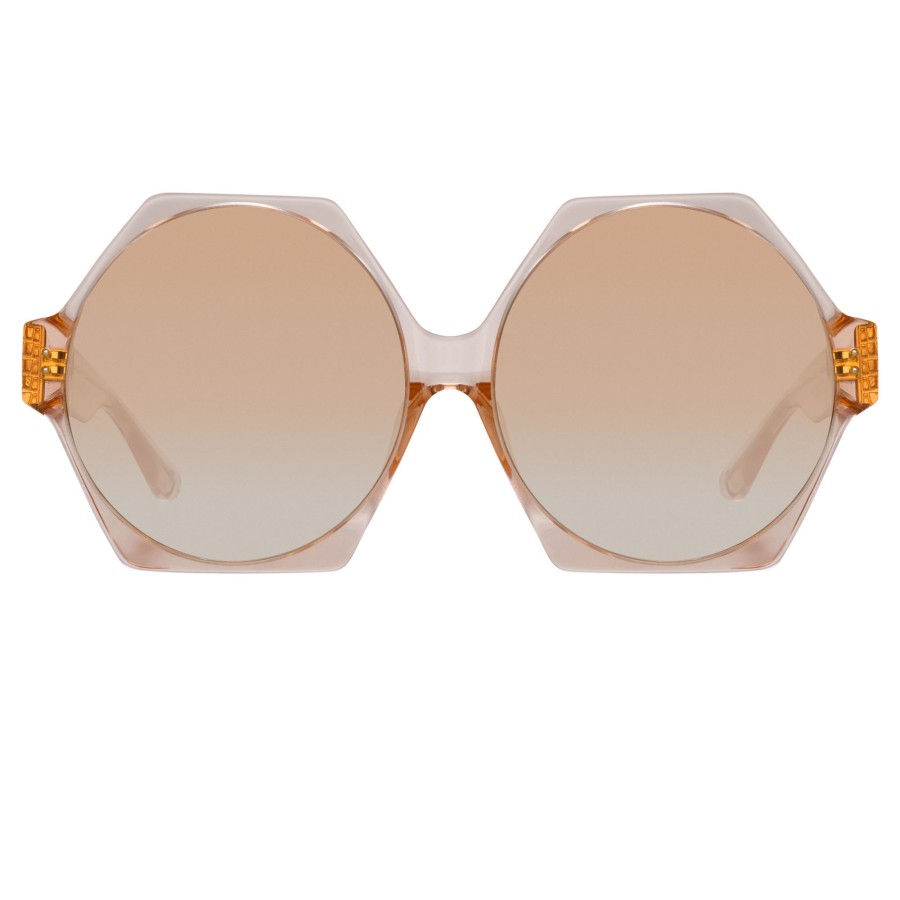 Sunglasses Linda Farrow | Bora Hexagon Sunglasses In Peach