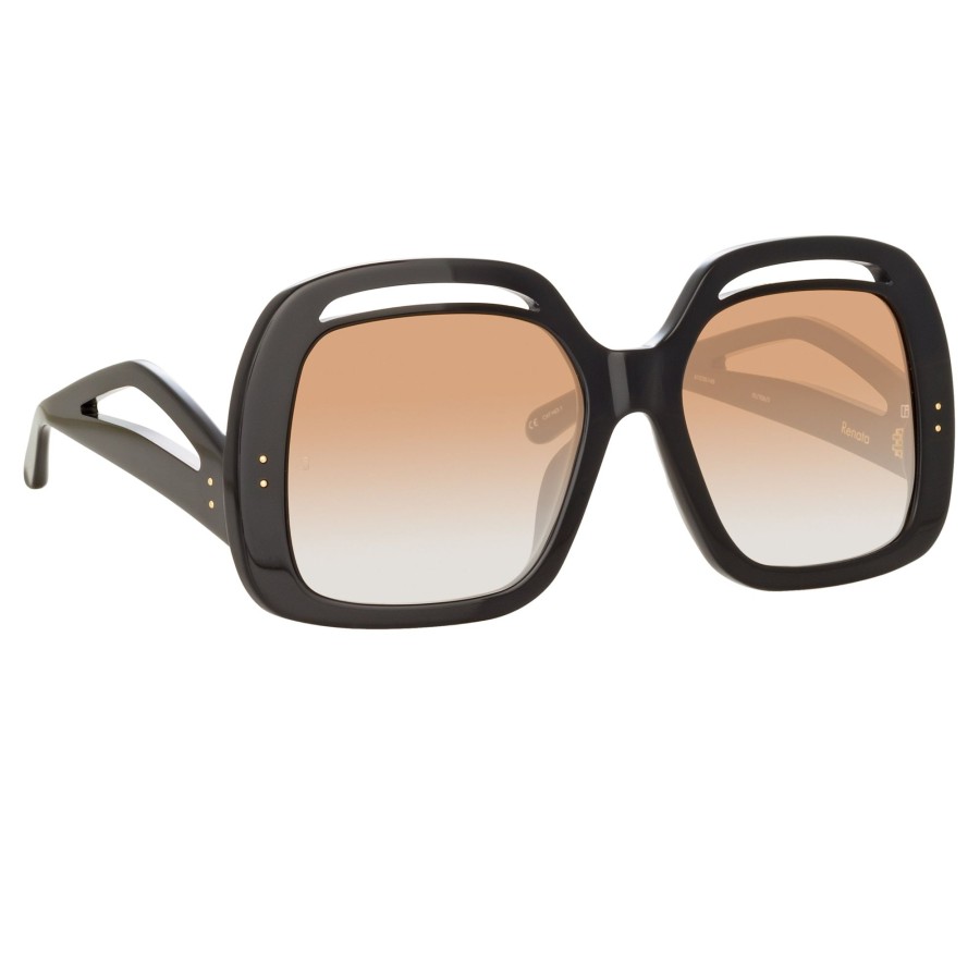 Sunglasses Linda Farrow | Renata Oversized Sunglasses In Black And Camel