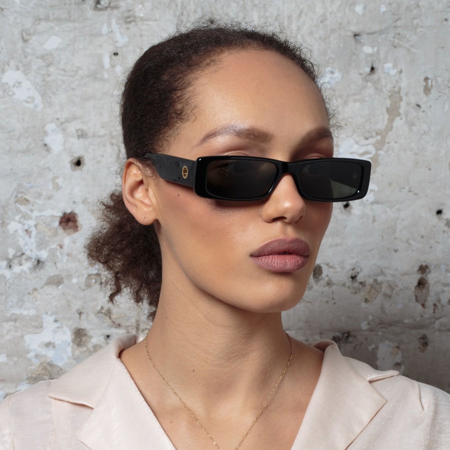 Sunglasses Linda Farrow | Dania Rectangular Sunglasses In Black