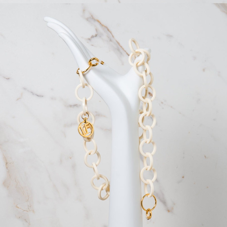 Accessories Linda Farrow | Cream Round Link Acetate Chain