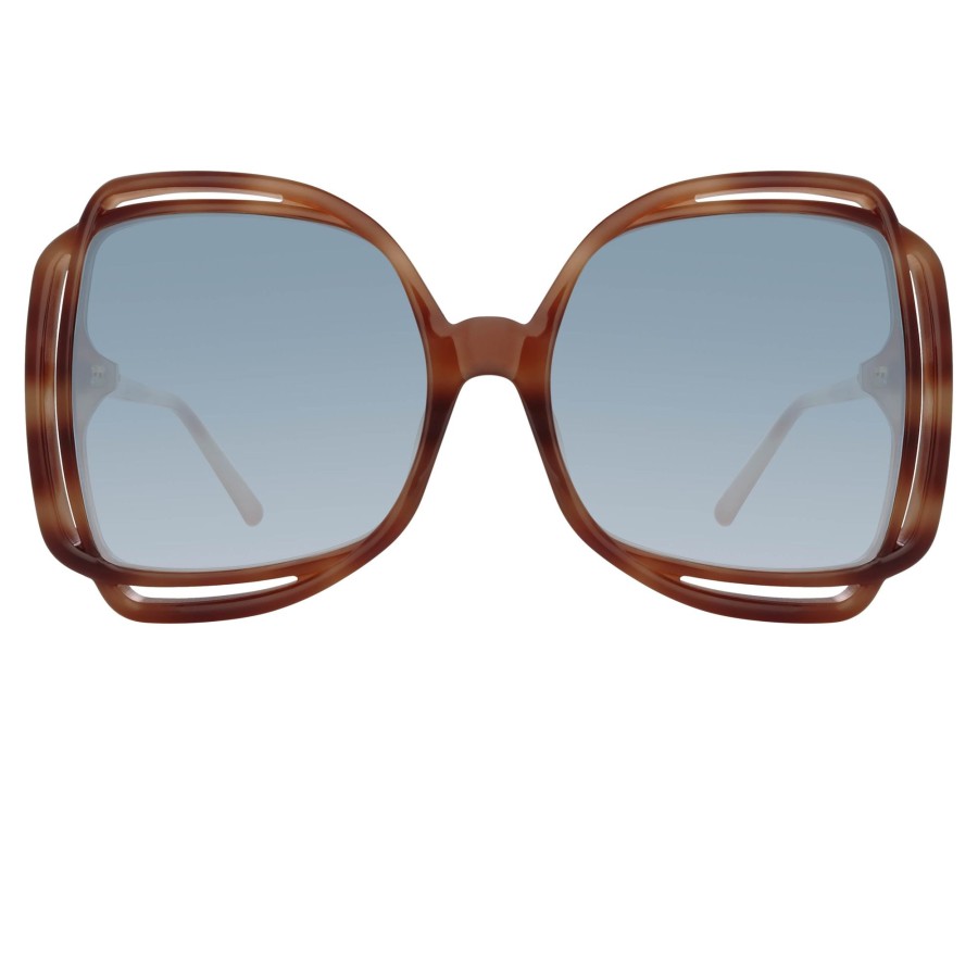 Sunglasses Linda Farrow | Valentina Squared Sunglasses In Horn