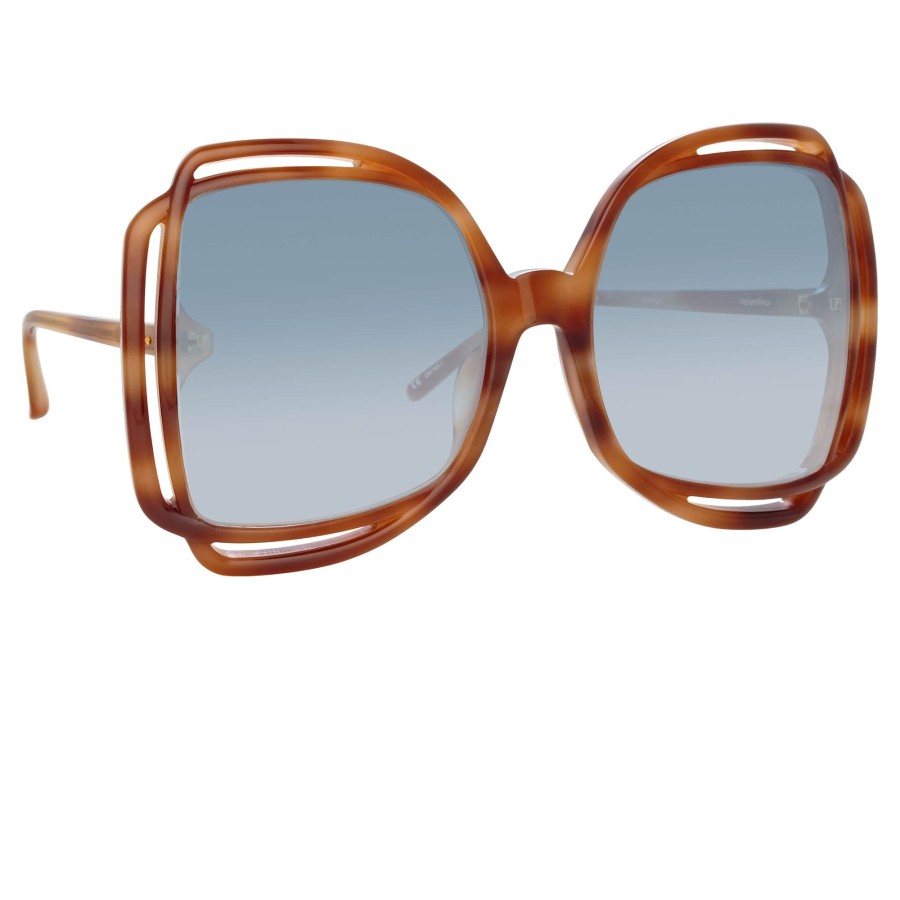 Sunglasses Linda Farrow | Valentina Squared Sunglasses In Horn