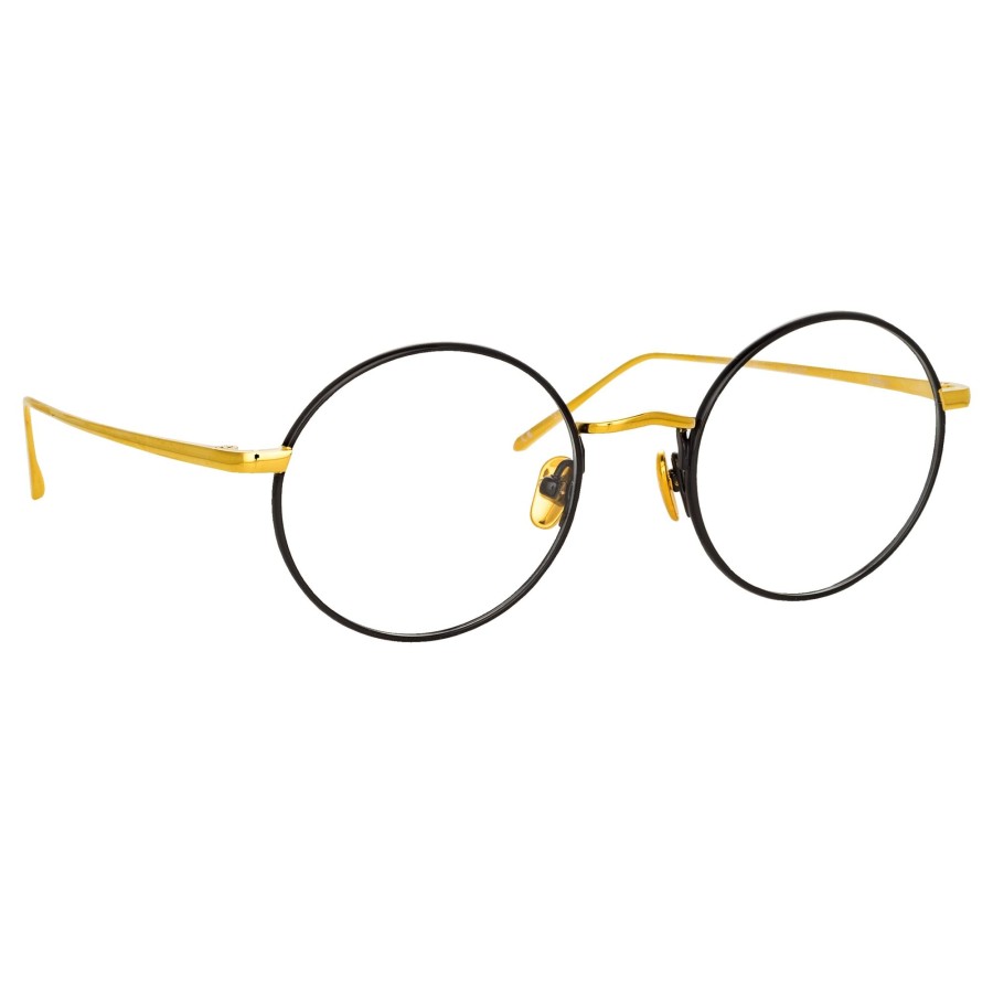 Opticals Linda Farrow | The Adams | Men'S Oval Optical Frame In Black And Yellow Gold (C1)