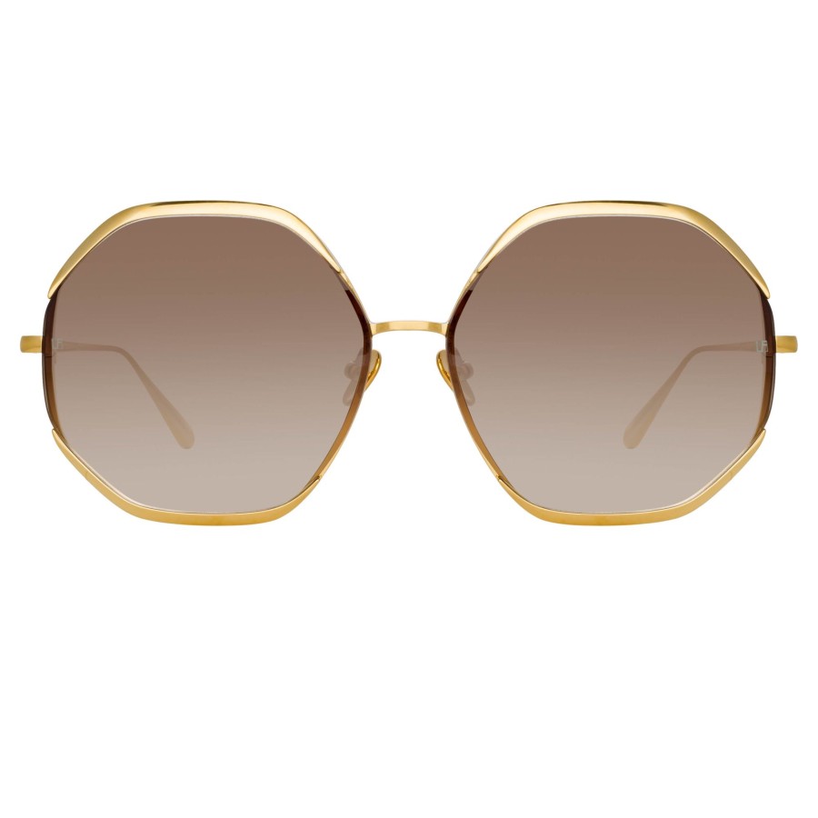 Sunglasses Linda Farrow | Camila Oversized Sunglasses In Yellow Gold