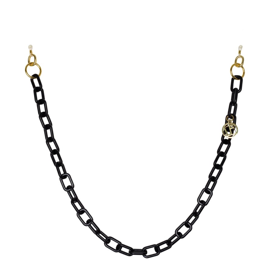 Accessories Linda Farrow | Black Square Link Acetate Chain