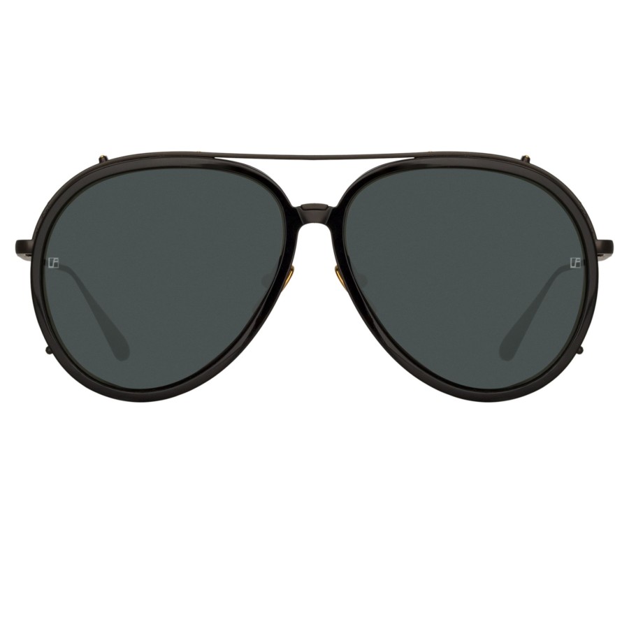 Sunglasses Linda Farrow | Maverick Aviator Sunglasses In Nickel (Men'S)