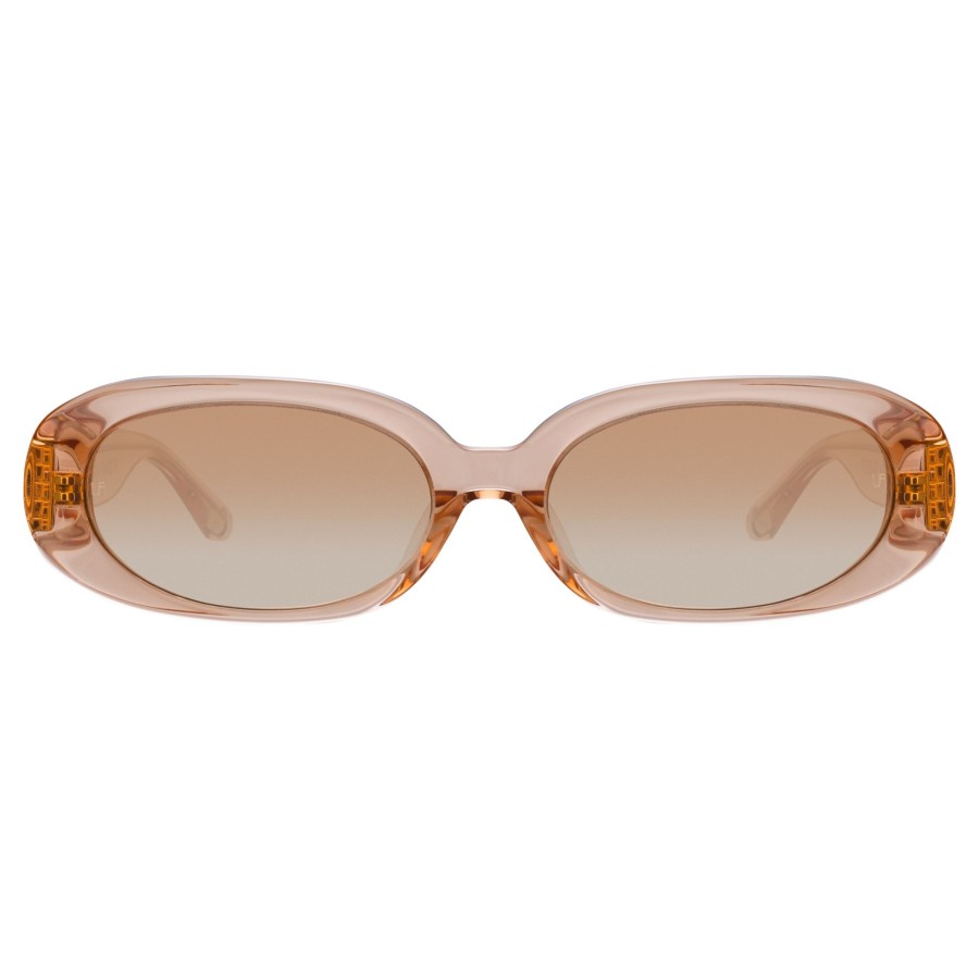 Sunglasses Linda Farrow | Cara Oval Sunglasses In Peach