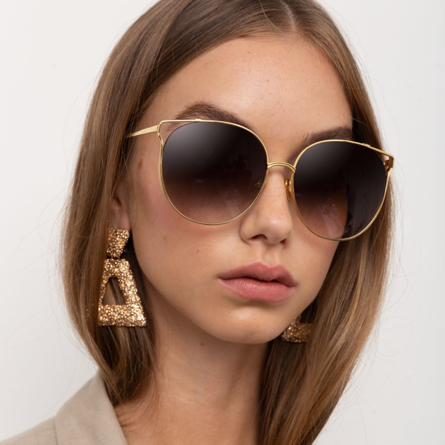 Sunglasses Linda Farrow | Joanna Oversized Sunglasses In Yellow Gold