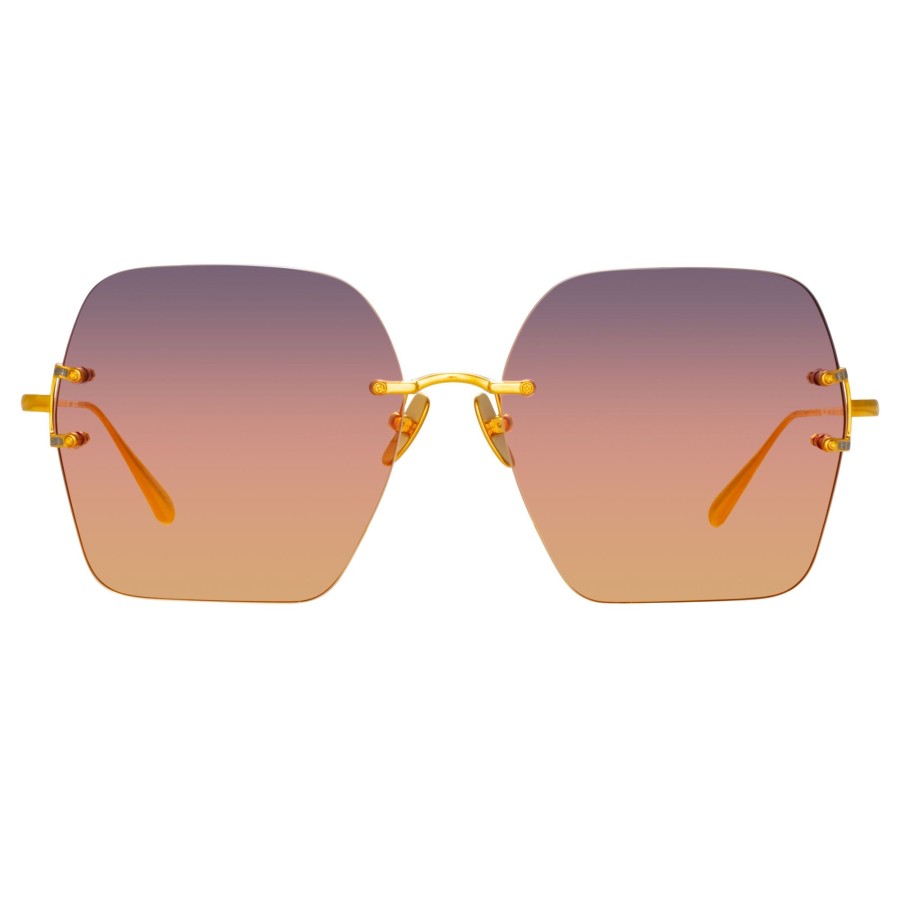 Sunglasses Linda Farrow | Carina Oversized Sunglasses In Yellow Gold