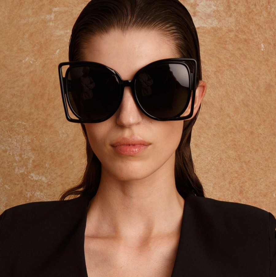 Sunglasses Linda Farrow | Astra Cat Eye Sunglasses In Black