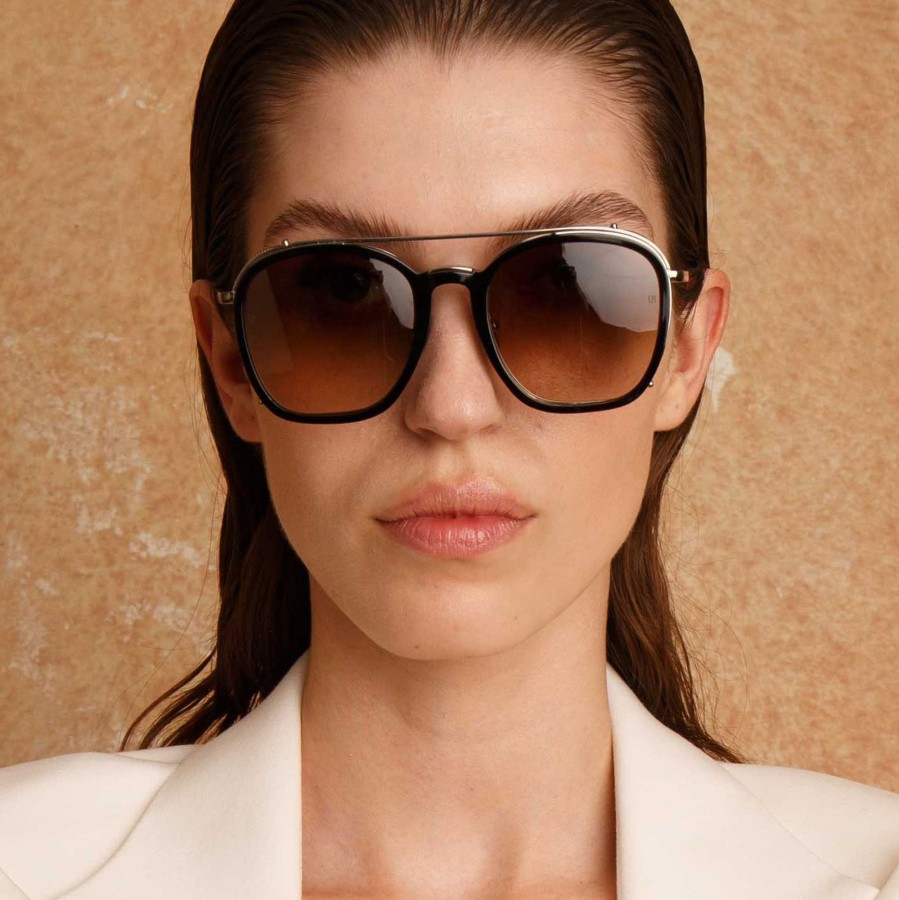 Sunglasses Linda Farrow | Aston Square Sunglasses In White Gold