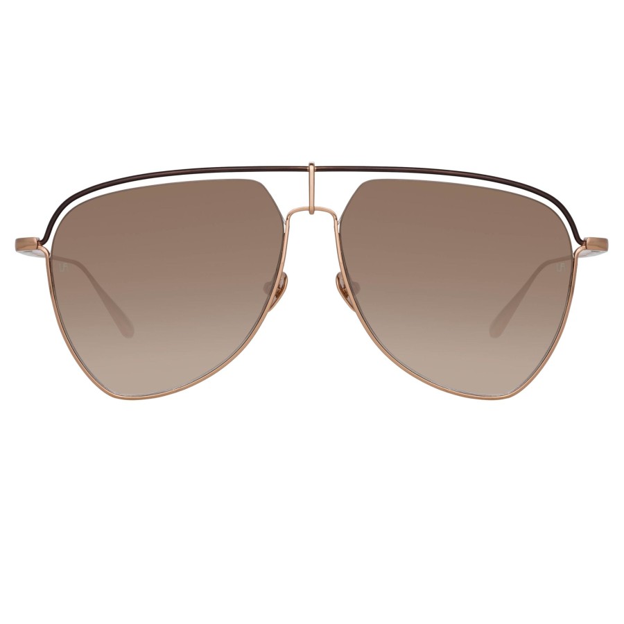 Sunglasses Linda Farrow | Alma Aviator Sunglasses In Rose Gold (Men'S)