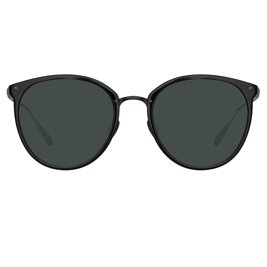 Sunglasses Linda Farrow | Calthorpe Oval Sunglasses In Black And Matt Nickel