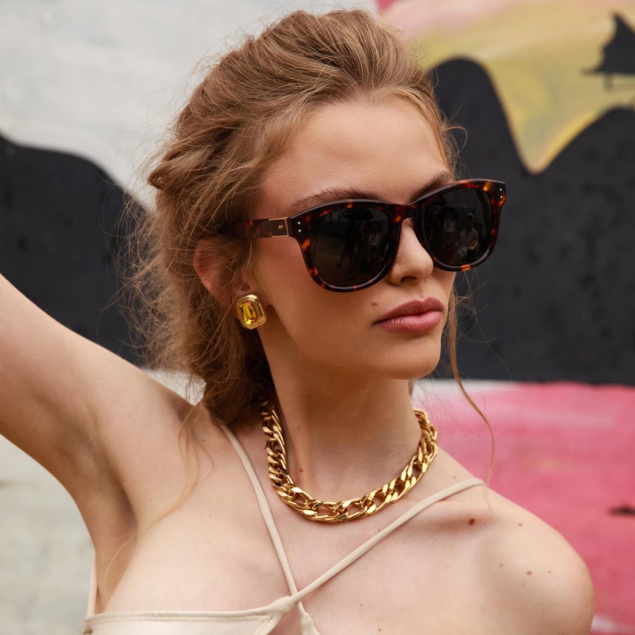 Sunglasses Linda Farrow | Edson D-Frame Sunglasses In Tortoiseshell