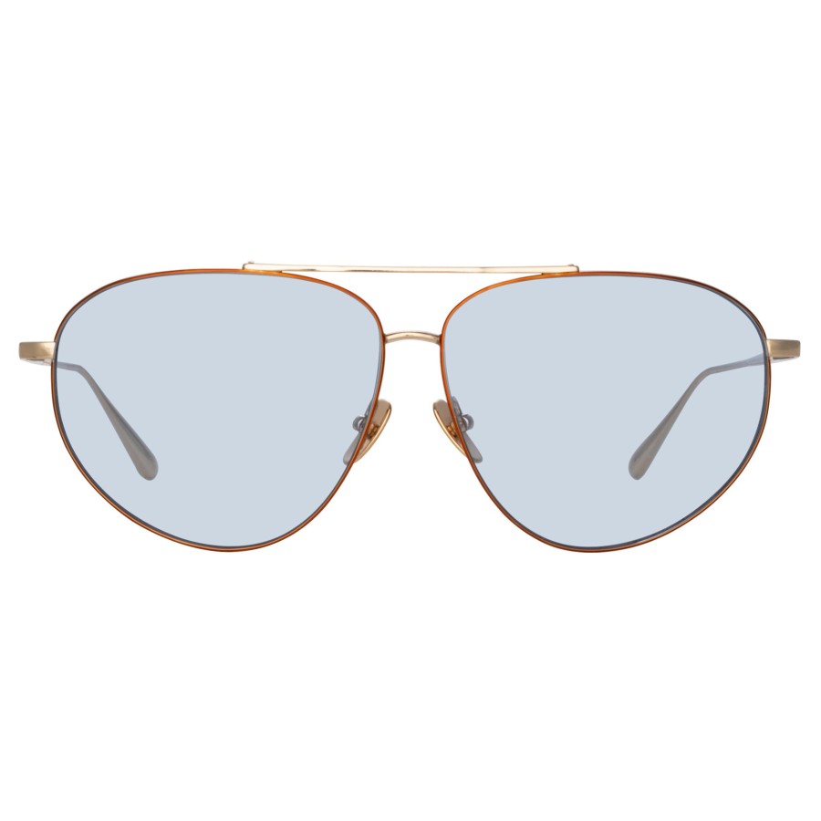 Sunglasses Linda Farrow | Gabriel Oversized Sunglasses In Light Gold And Blue