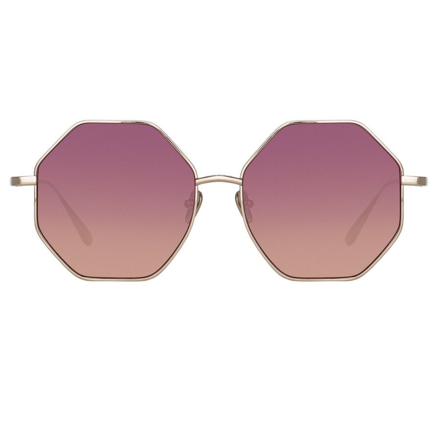 Sunglasses Linda Farrow | Lianas Hexagon Sunglasses In Light Gold And Wine