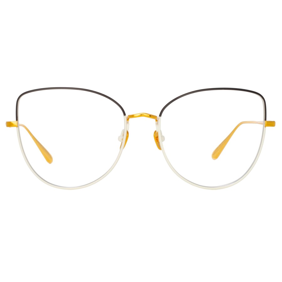 Opticals Linda Farrow | Eloise Cat Eye Optical Frame In Black And Yellow Gold