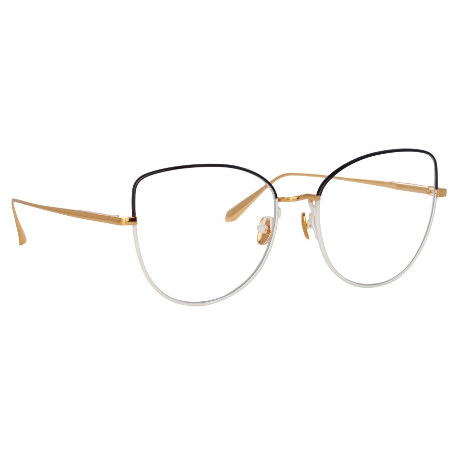 Opticals Linda Farrow | Eloise Cat Eye Optical Frame In Black And Yellow Gold