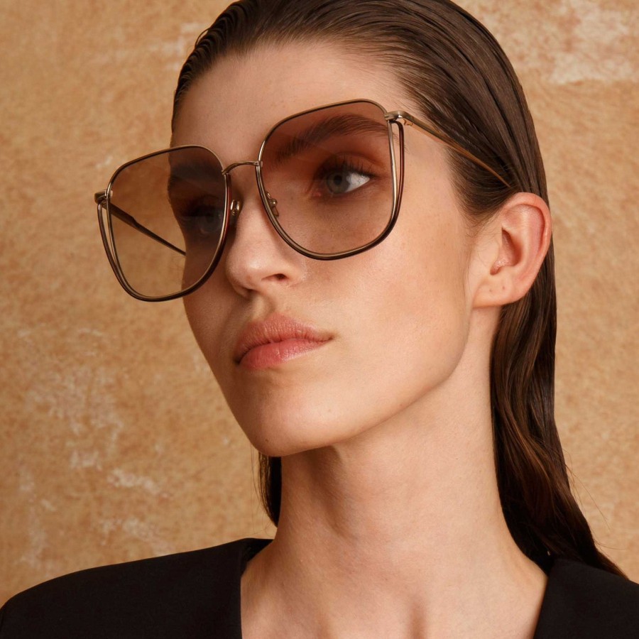 Sunglasses Linda Farrow | Camry Oversized Sunglasses In Yellow Gold