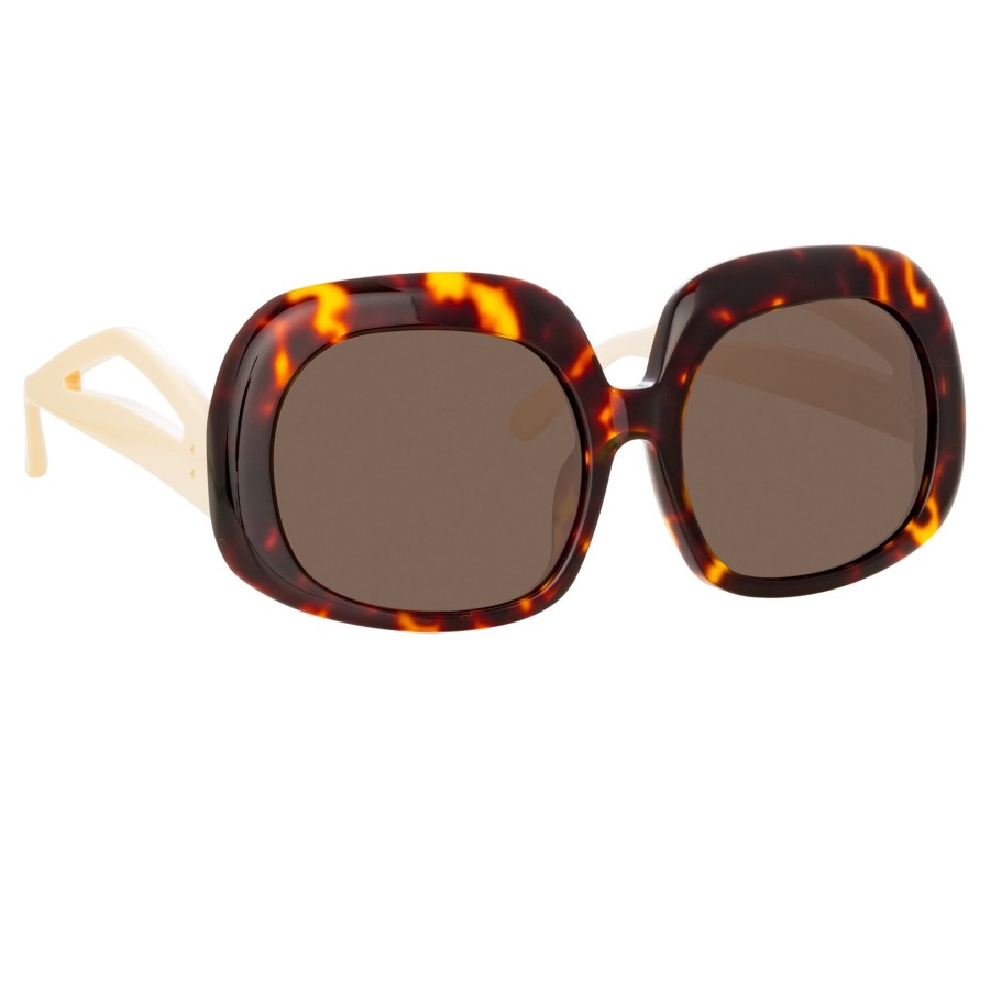 Sunglasses Linda Farrow | Lea Oversized Sunglasses In Tortoiseshell