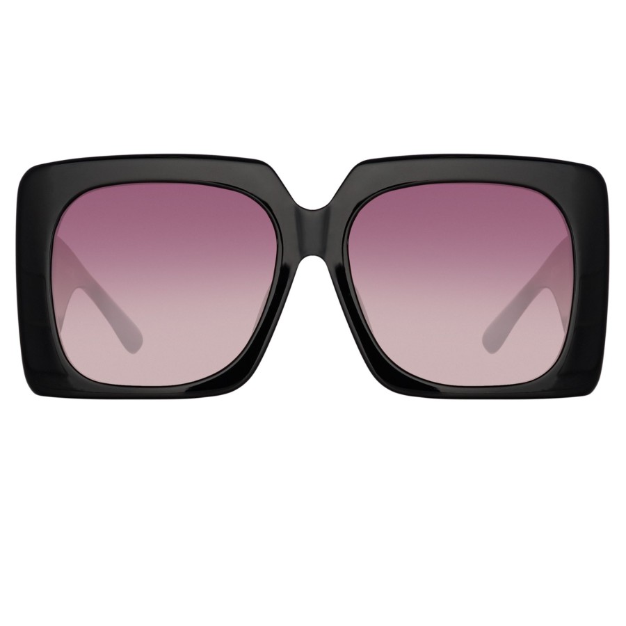 Sunglasses Linda Farrow | Sierra Oversized Sunglasses In Black And Wine Lenses