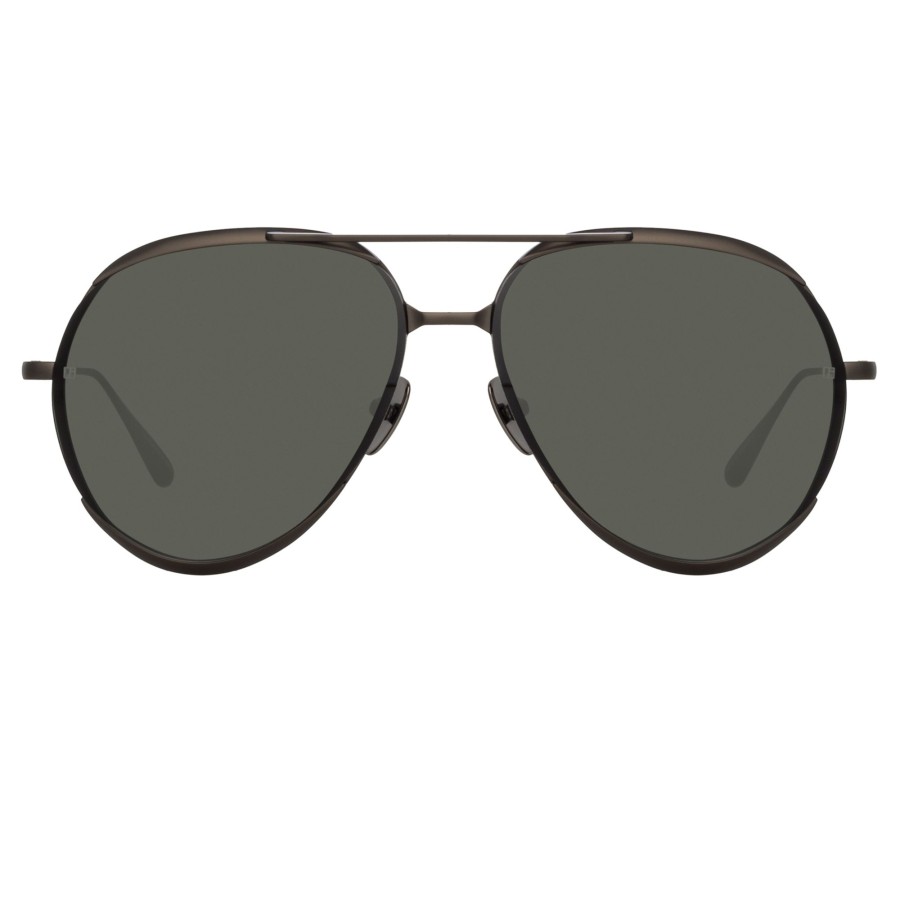 Sunglasses Linda Farrow | Men'S Matisse Aviator Sunglasses In Nickel