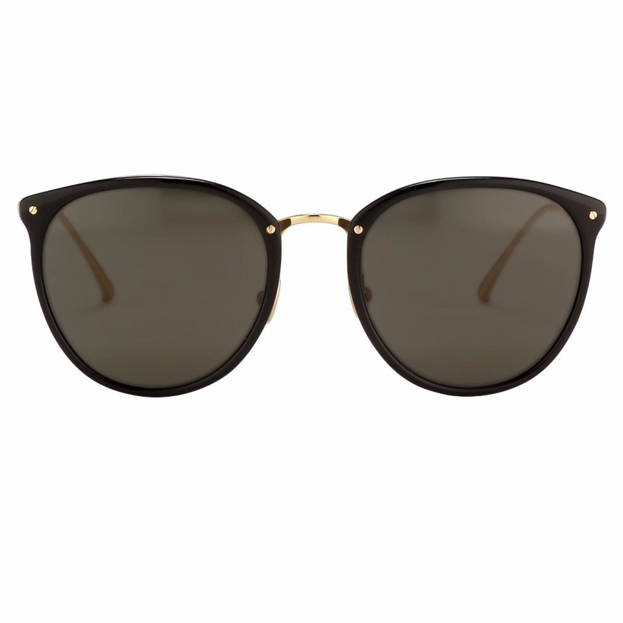 Sunglasses Linda Farrow | The Calthorpe | Men'S Oval Sunglasses In Black Frame(C13)