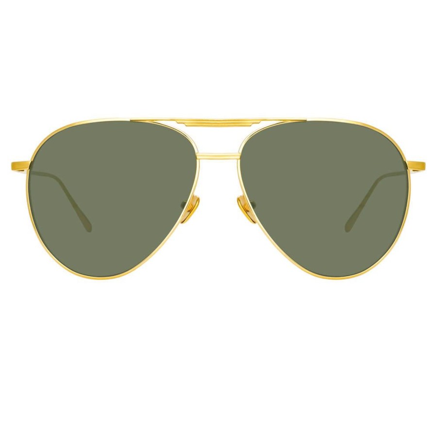 Sunglasses Linda Farrow | Carter Aviator Sunglasses In Yellow Gold