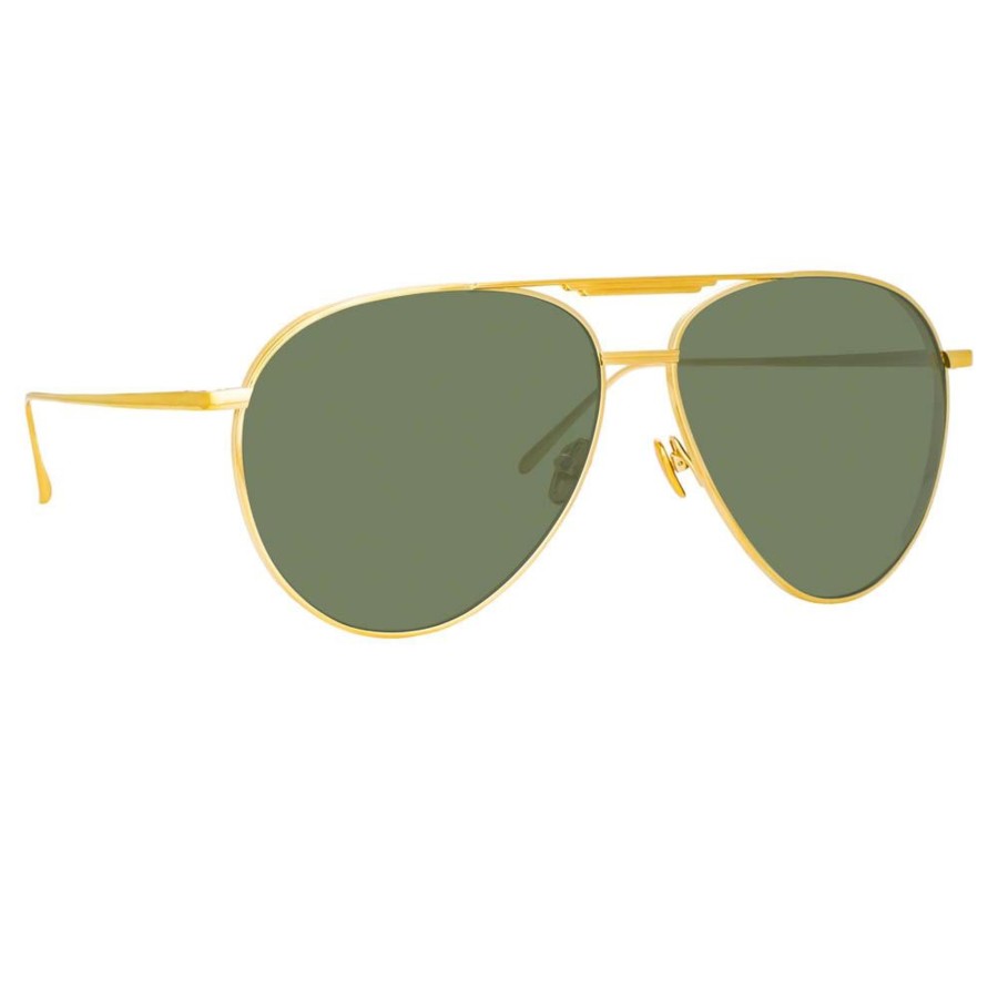 Sunglasses Linda Farrow | Carter Aviator Sunglasses In Yellow Gold