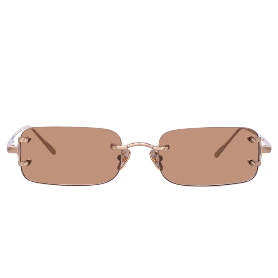 Sunglasses Linda Farrow | Taylor Rectangular Sunglasses In Light Gold And Sand