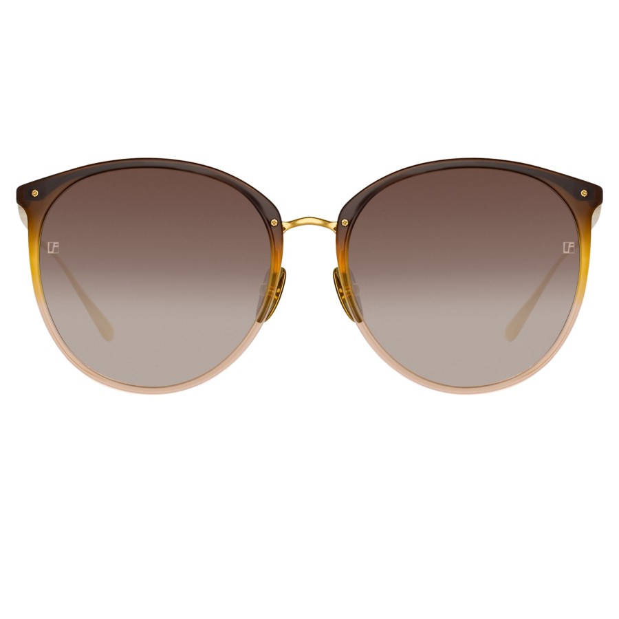 Sunglasses Linda Farrow | Kings Oval Sunglasses In Brown Gradient