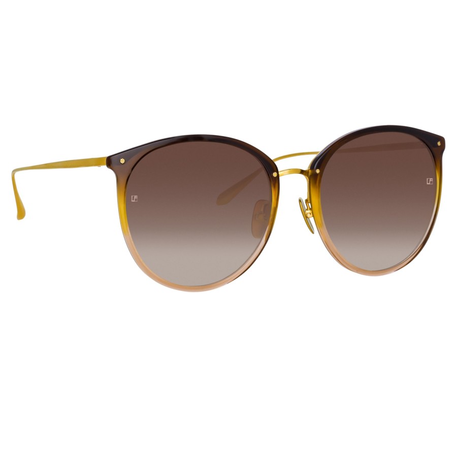 Sunglasses Linda Farrow | Kings Oval Sunglasses In Brown Gradient