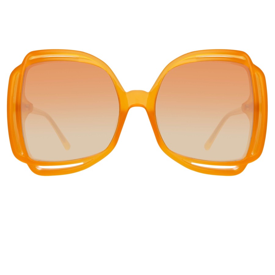 Sunglasses Linda Farrow | Valentina Squared Sunglasses In Orange