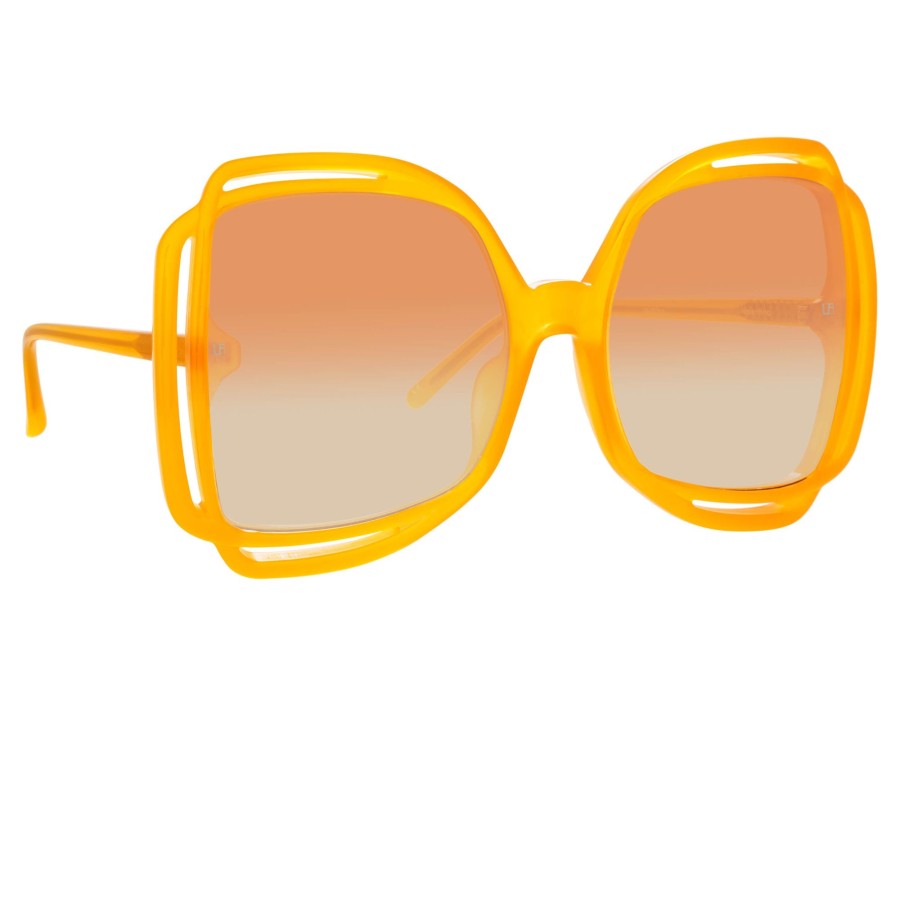 Sunglasses Linda Farrow | Valentina Squared Sunglasses In Orange