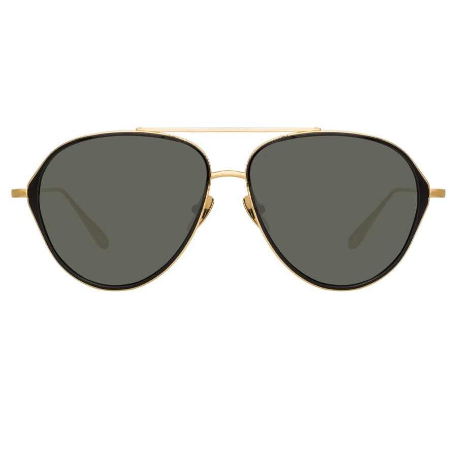 Sunglasses Linda Farrow | Noa Aviator Sunglasses In Yellow Gold